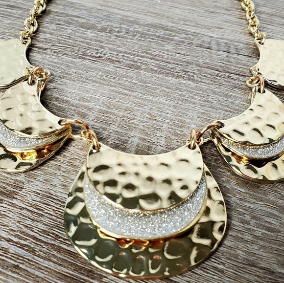 APT 9 GOLD‎ SPARKLY STATEMENT NECKLACE NEW - Picture 4 of 11